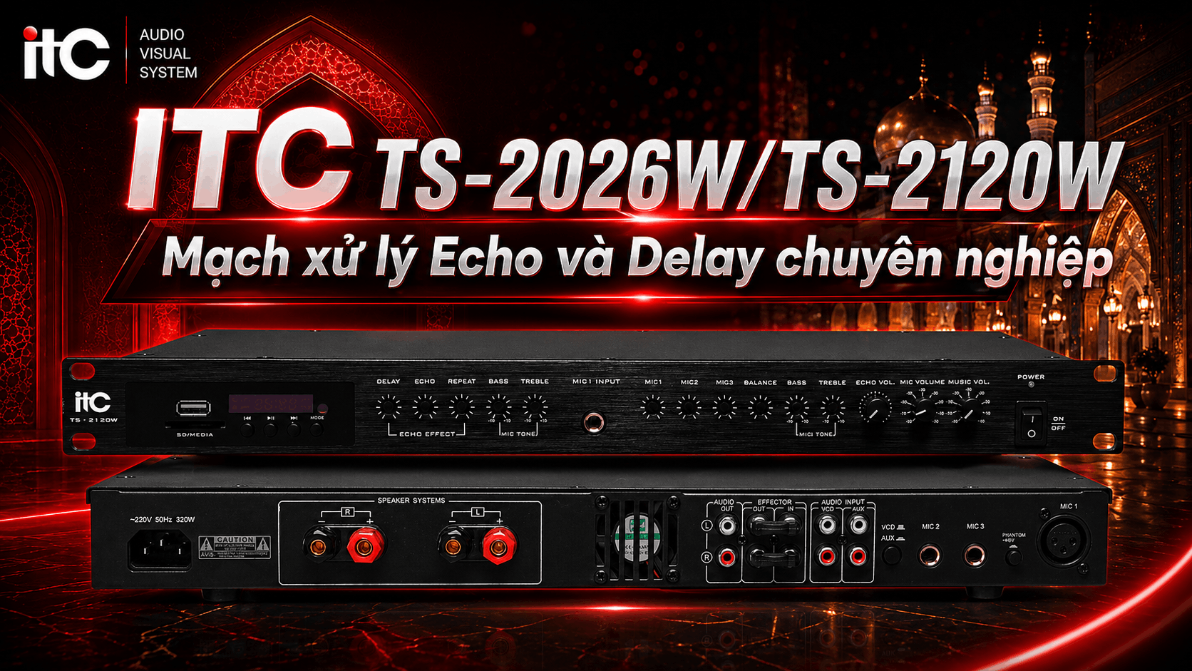 bộ trộn âm thanh đa phương tiện ITC TS-2026W/TS-2120W mạch xử lý chuyên nghiệp